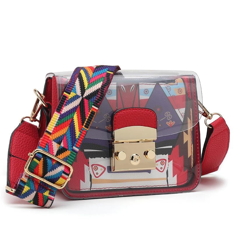 Red Clear Purse Transparent Cross-body Bag| PRUSE