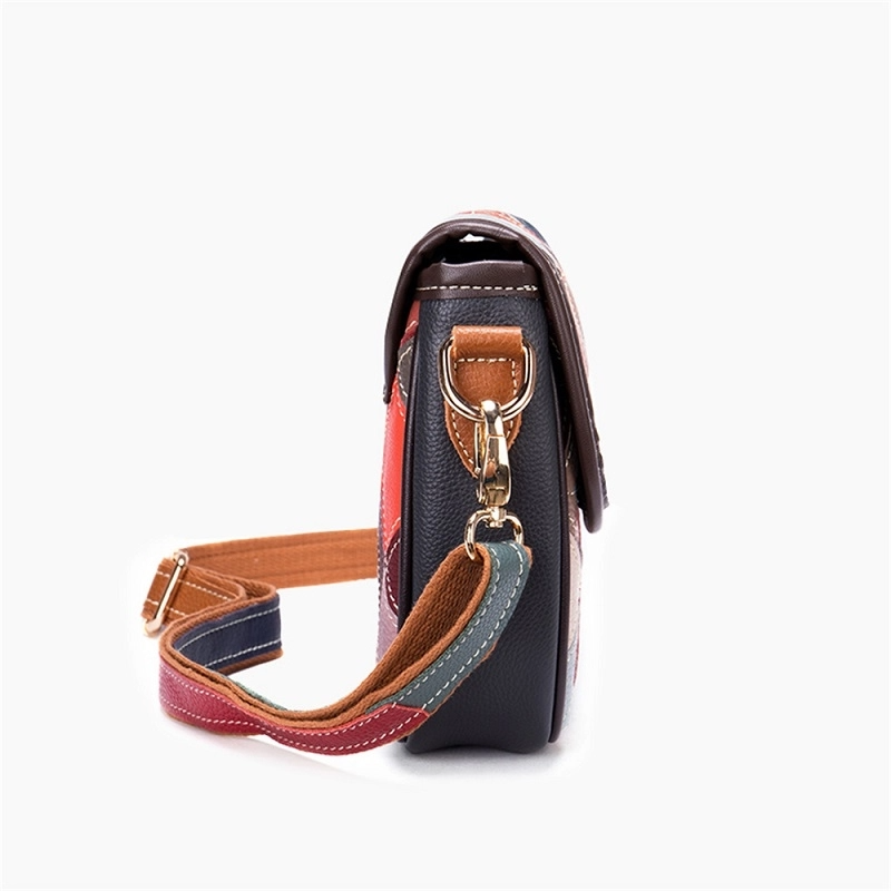 Red and Blue Color Block Leather Funny Pack Waist Bags | PRUSES-6