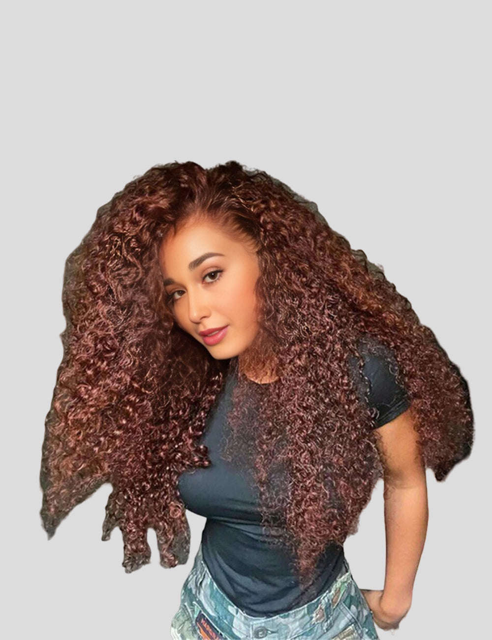 Reddish Brown Auburn #33 Curly Wear Go Glueless Wigs Invisible Knots HD Lace Human Hair Wigs-3