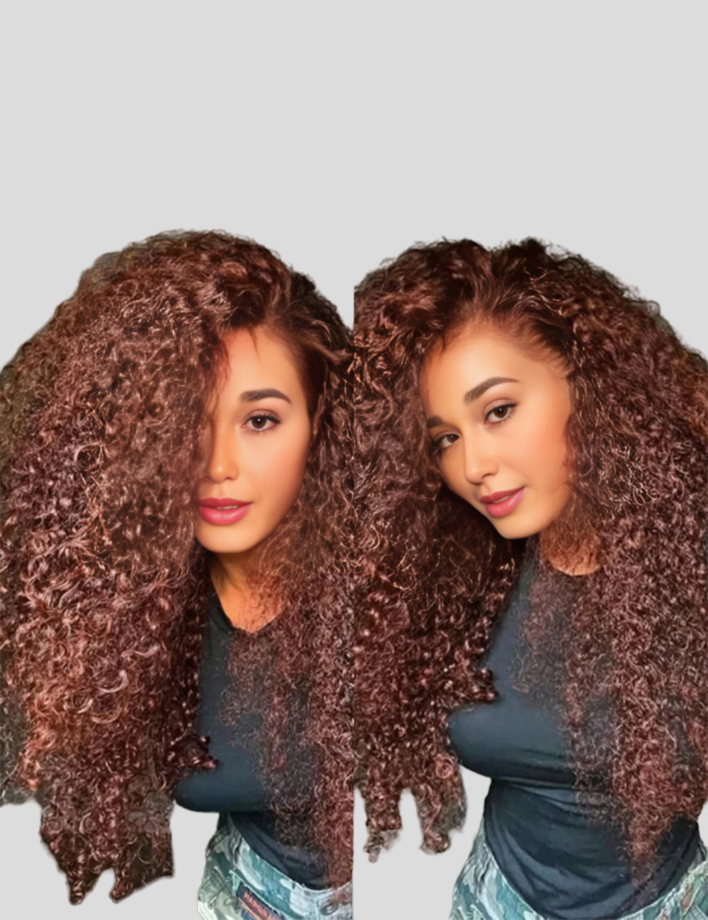 Reddish Brown Auburn #33 Curly Wear Go Glueless Wigs Invisible Knots HD Lace Human Hair Wigs-4