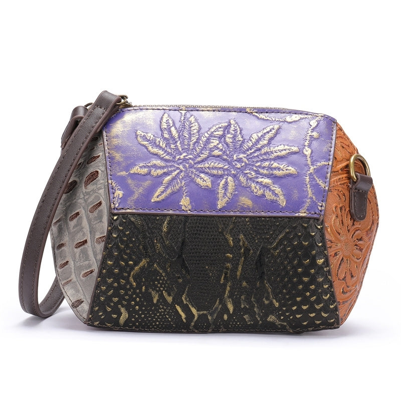 Retro Multicolor Embossing Leather Mini Crossbody Bags Wrist Clutch-9