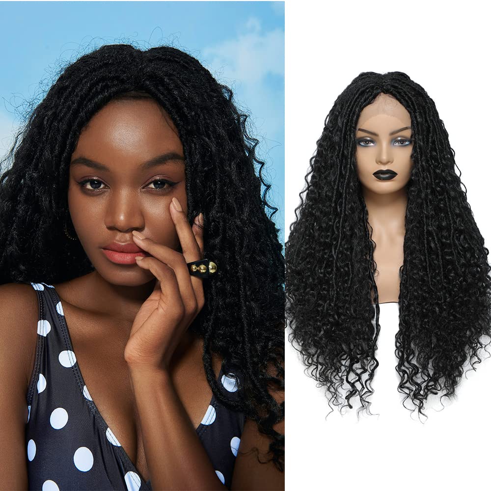 Lace Front Faux Locs Braided Wigs