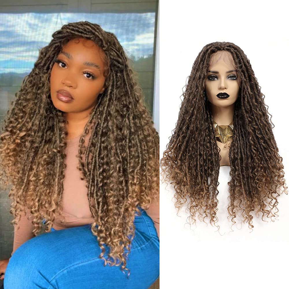 Lace Front Faux Locs Braided Wigs