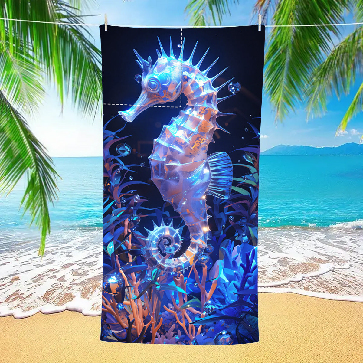 Seahorse Drawstring Beach Towel | PRUSES