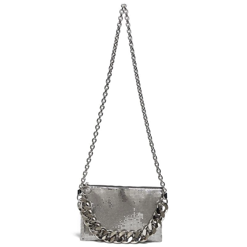 Silver Sequins Chunky Handle Crossbody Chain Bags| PRUSES-1