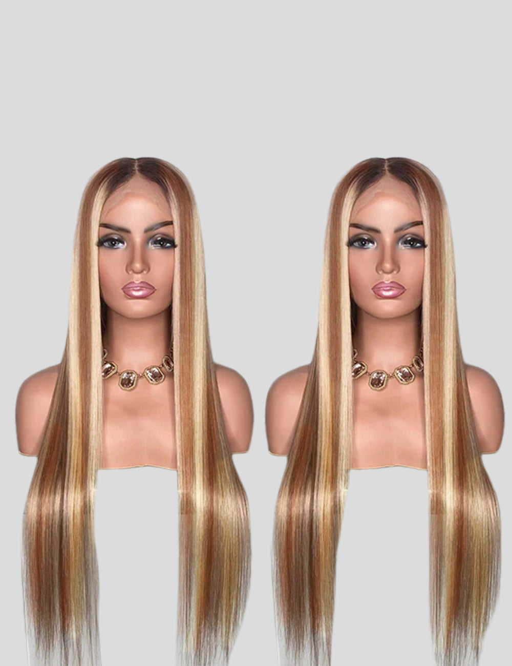 Straight Colored Wigs HD Transparent Highlight Wigs 13x4 Lace Front Wigs-1