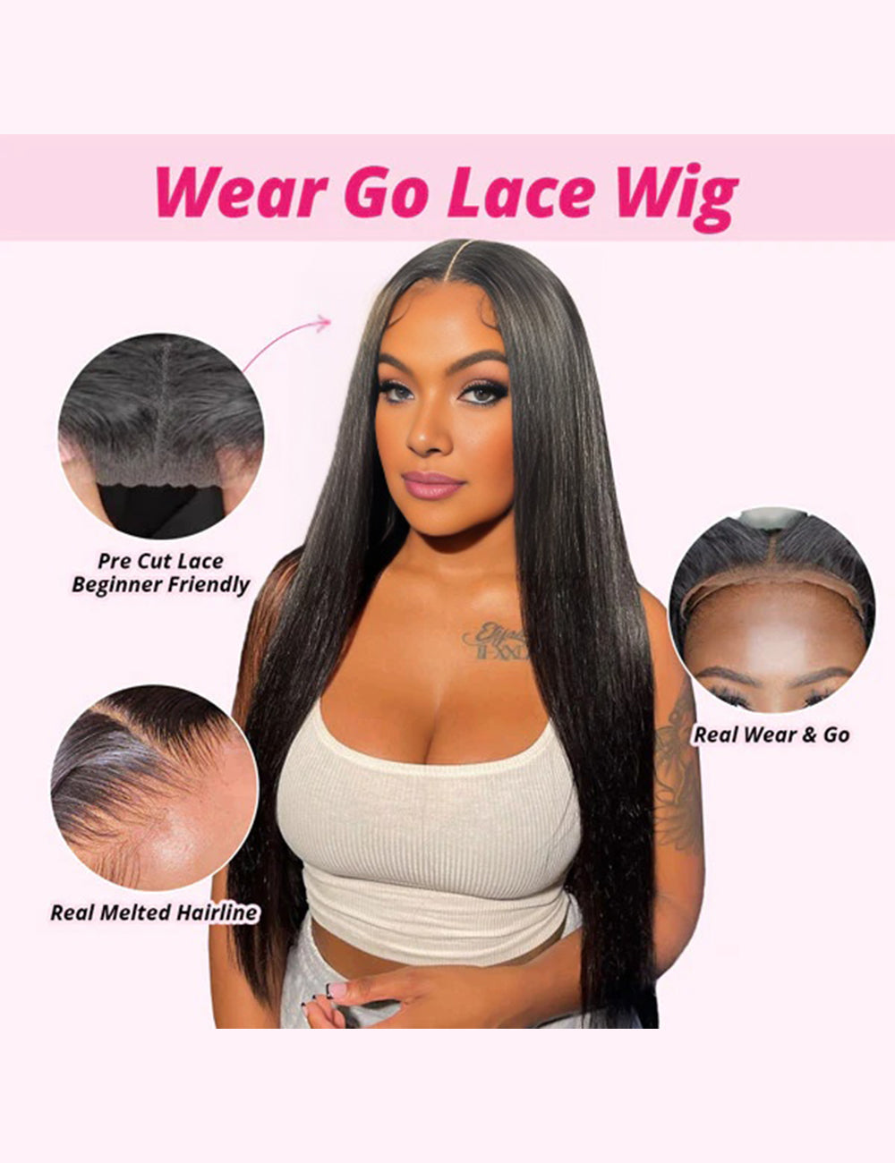 Straight Human Hair Wig 13x6 Lace Frontal Wig Glueless Lace Wig Invisible Knots Pre Cut Wigs-3