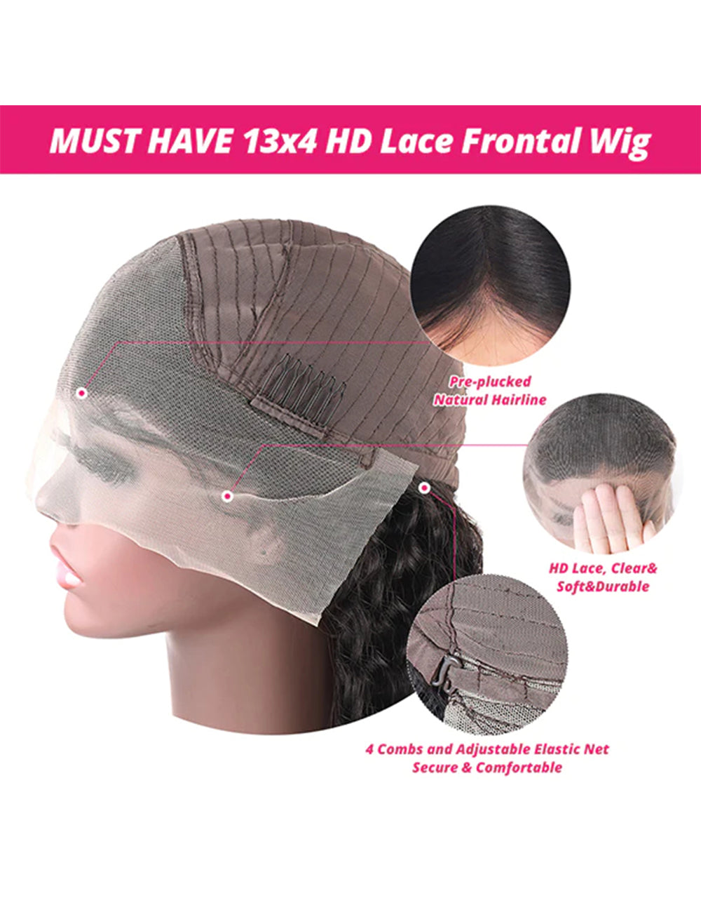 Straight Lace Wig Glueless Human Hair Wig 30 Inch Long Lace Front Wig 13x4 HD Lace Frontal Wig-5