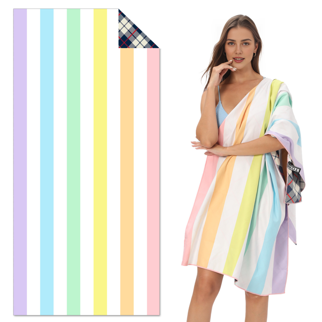 Striped Double-faced fleece Reversible Beach Towel | PRUSES-1