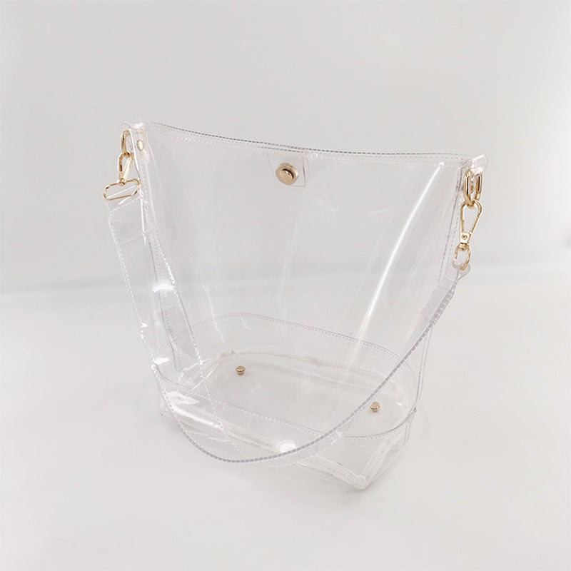 Transparent Buckle Bag Clear Jelly Women's Purse with Wide Strap| PRUSES-1