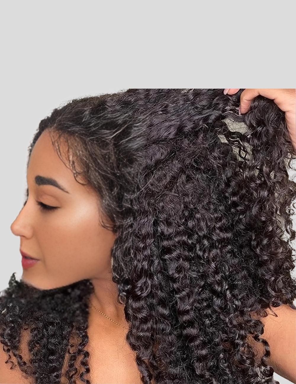 Type 4C Kinky Edges Human Hair Wigs Kinky Curly 13x4 Lace Frontal Wig With Realistic Hairline-3