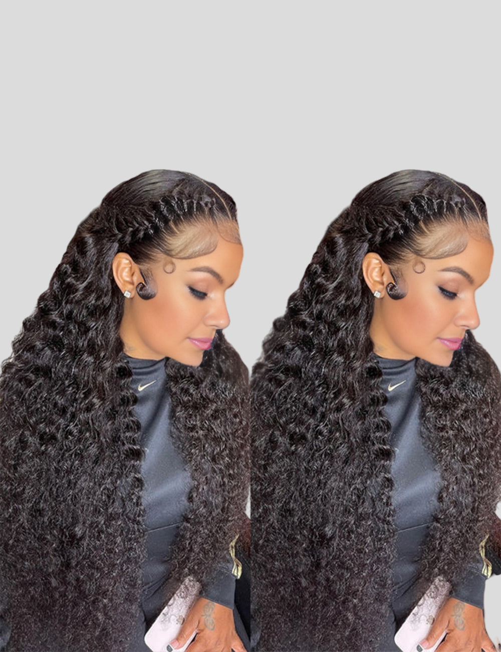 Water Wave Glueless Human Hair Wigs 150 Density Natural Color Pre Cut Lace Wig-1