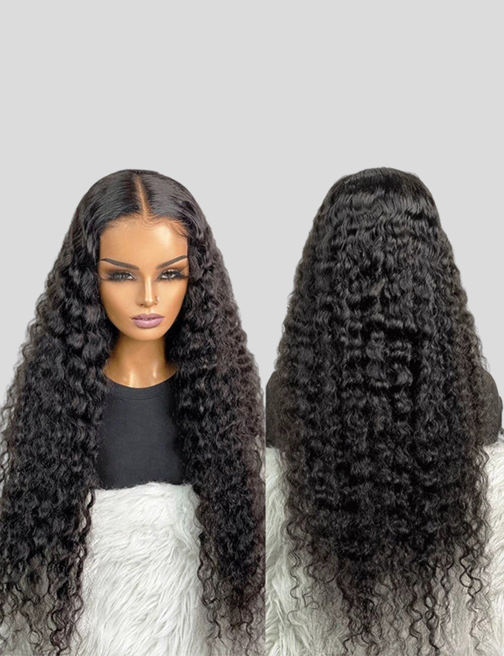 Water Wave Glueless Human Hair Wigs 150 Density Natural Color Pre Cut Lace Wig-3