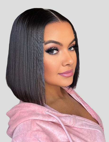 Wear Go Invisible Knots Glueless Wigs Short Straight Bob Wig 5x5 Lace Closure Pre Cut Wigs-1