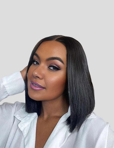 Wear Go Invisible Knots Glueless Wigs Short Straight Bob Wig 5x5 Lace Closure Pre Cut Wigs