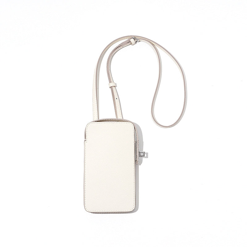 White Leather Crossbody Square Mobile Phone Bag Mini Purse