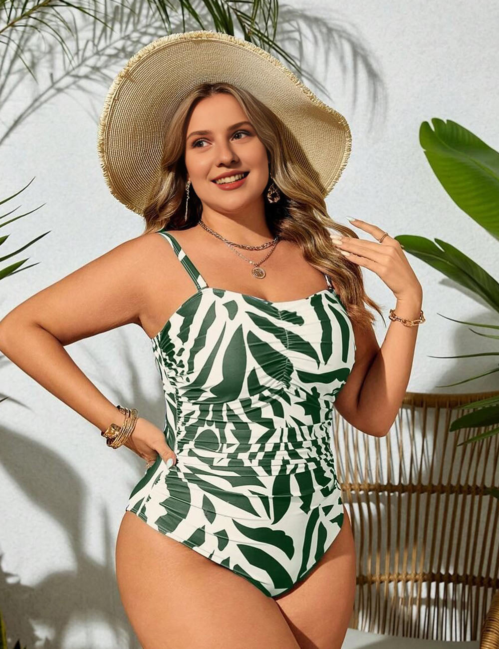 Women_Plus_Size_Allover_Print_Ruched_Bandeau_Swimsuit_8