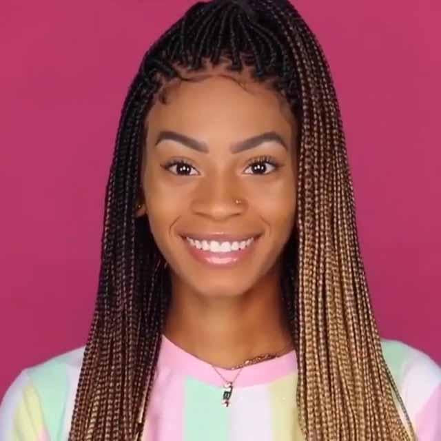 Women Gradient Golden Braided Wig