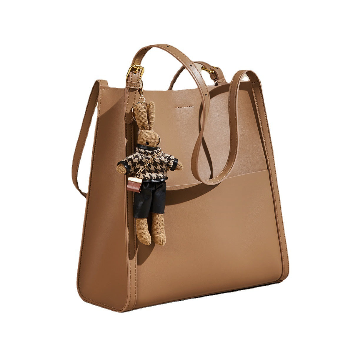 Women Elegant Genuine Leather Tote Bag With Rabbit Pendant | PRUSES