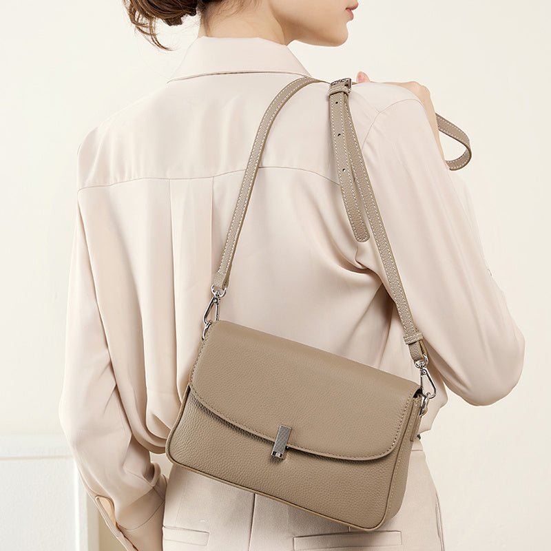 Women Khaki Genuine Leather Crossbody Bags Square-4