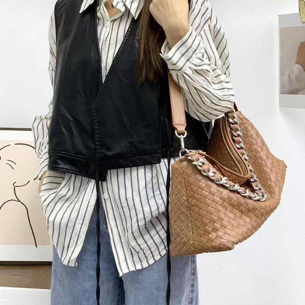 Women_Leather_Woven_Large_Tote_Bags_Zipper_Chain_Bags_PRUSES_5