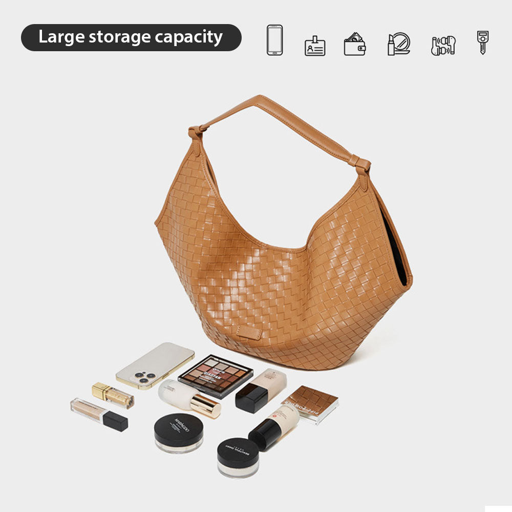 Women Leather Woven Shoulder Bags Large Tote Bag | PRUSES-2