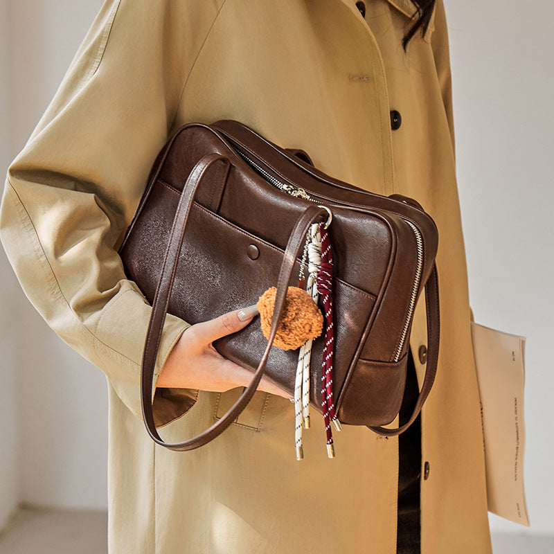 Women Maillard Retro Casual Shoulder Bag | PRUSES-4