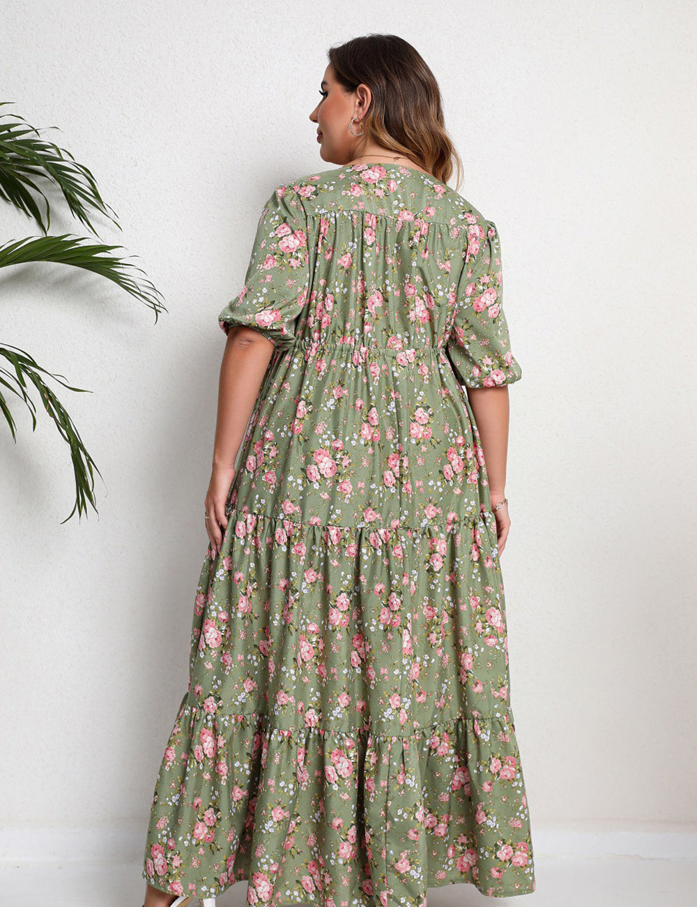 Women Plus Size Bohemian Print Oversized Dress-3