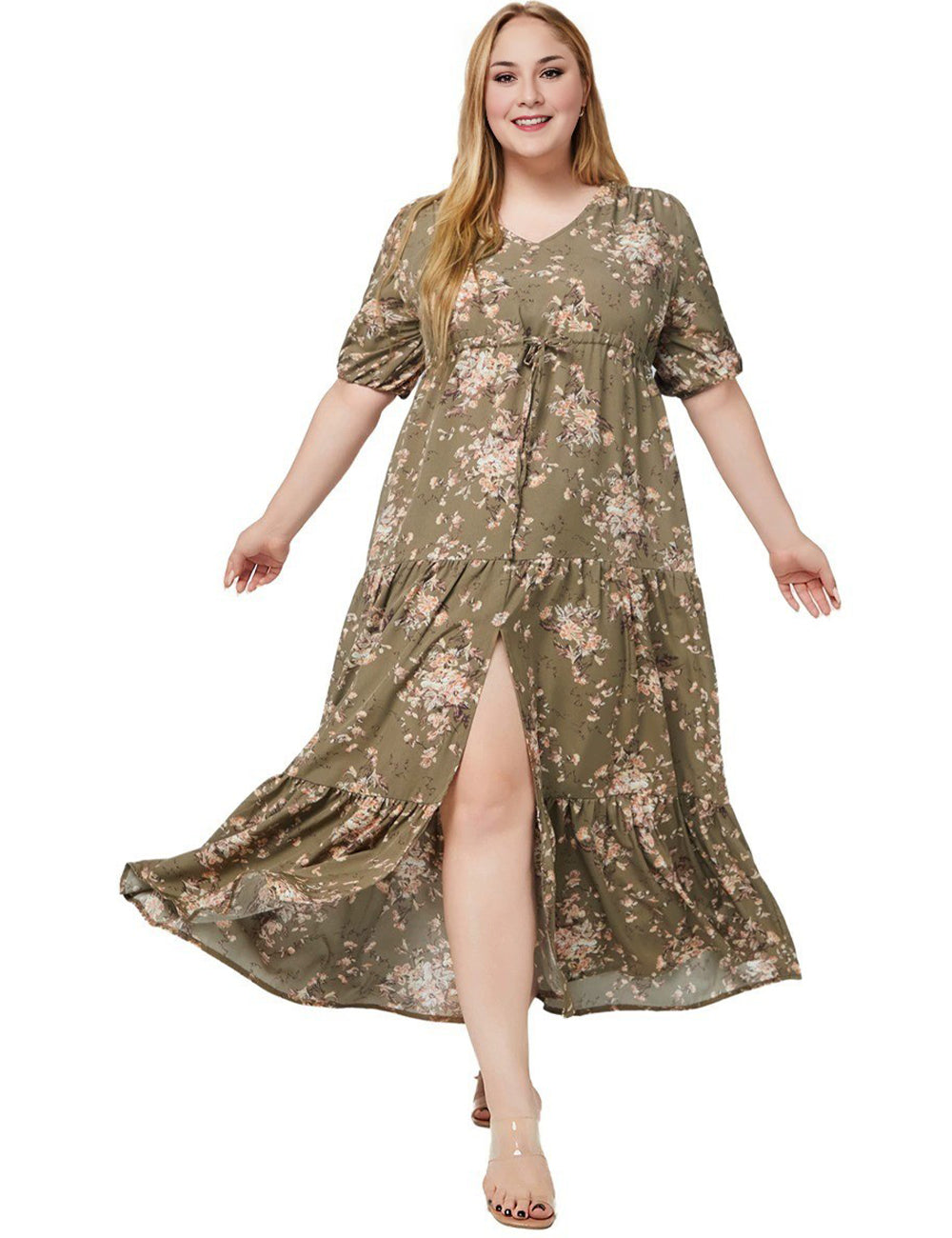 Women Plus Size Bohemian Print Oversized Dress
