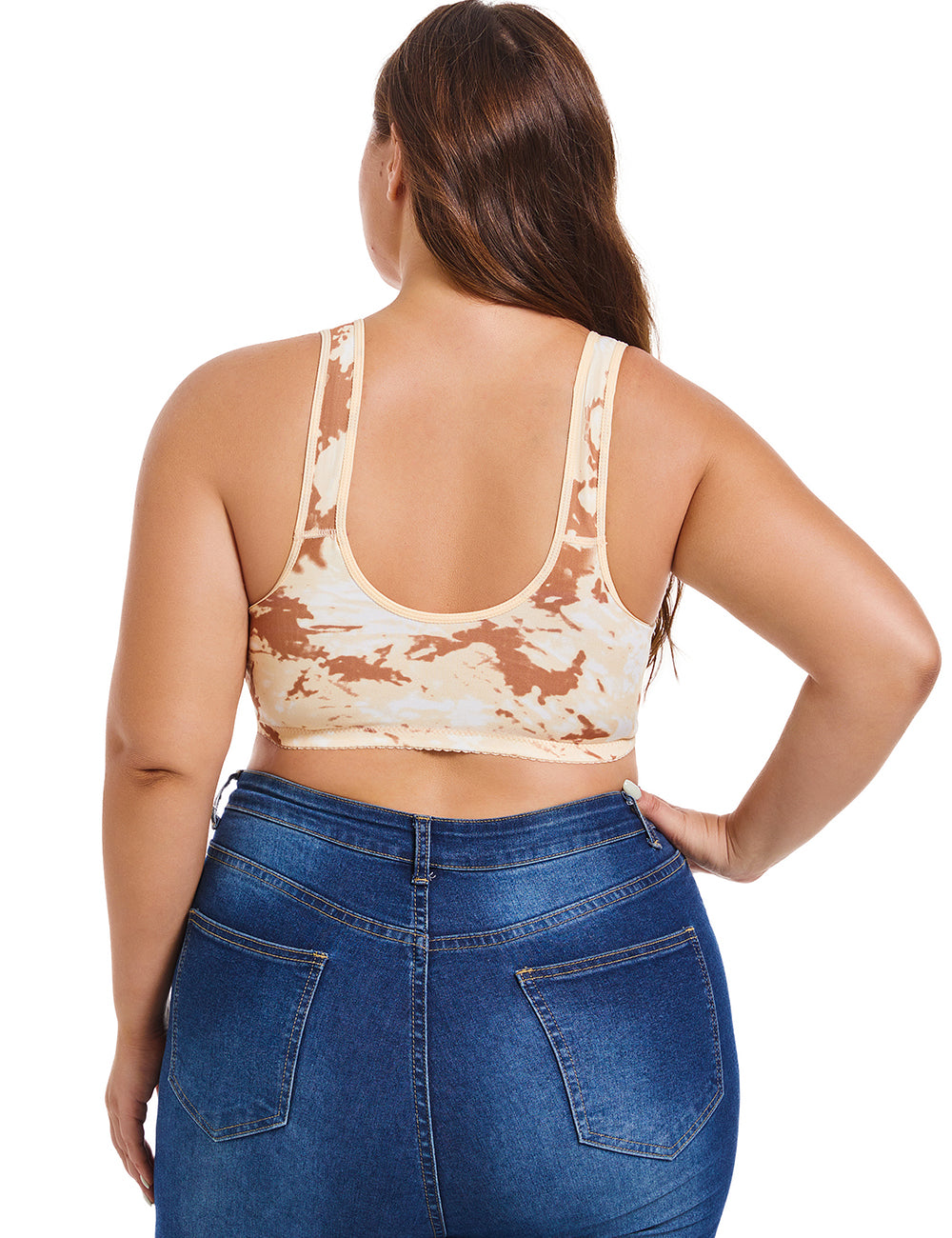 Women Plus Size Creative Print Front Button Bra