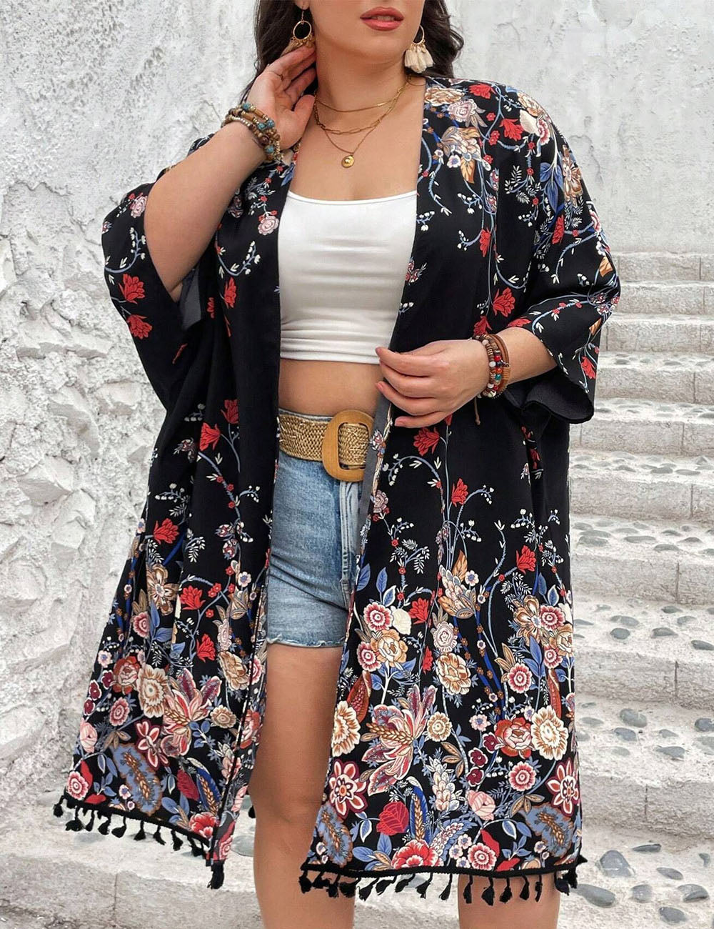 Women_Plus_Size_Fringed_Floral_Cardigan_Beach_Cover-Up_4