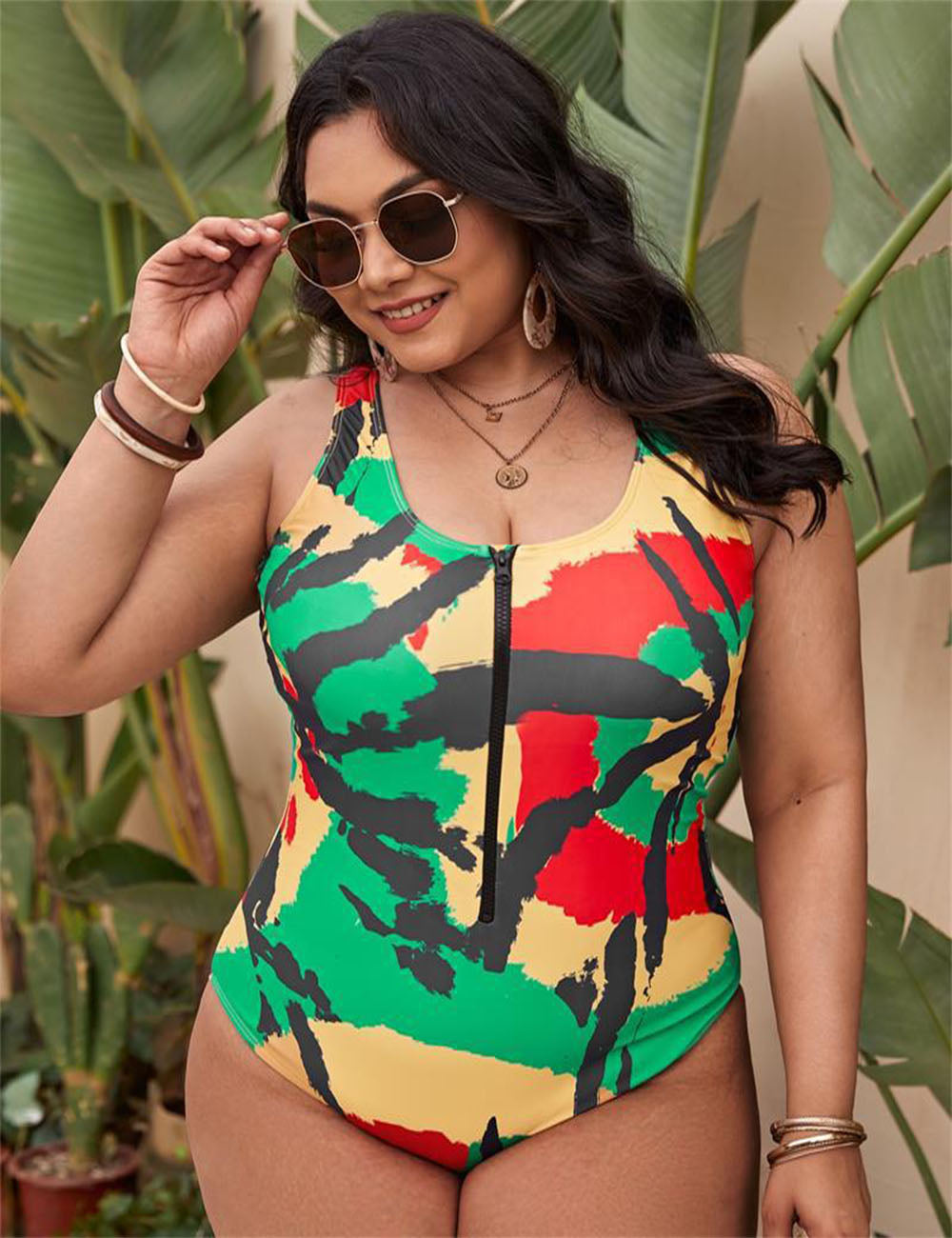 Women_Plus_Size_Front_Zip_One_Piece_Swimsuit_4
