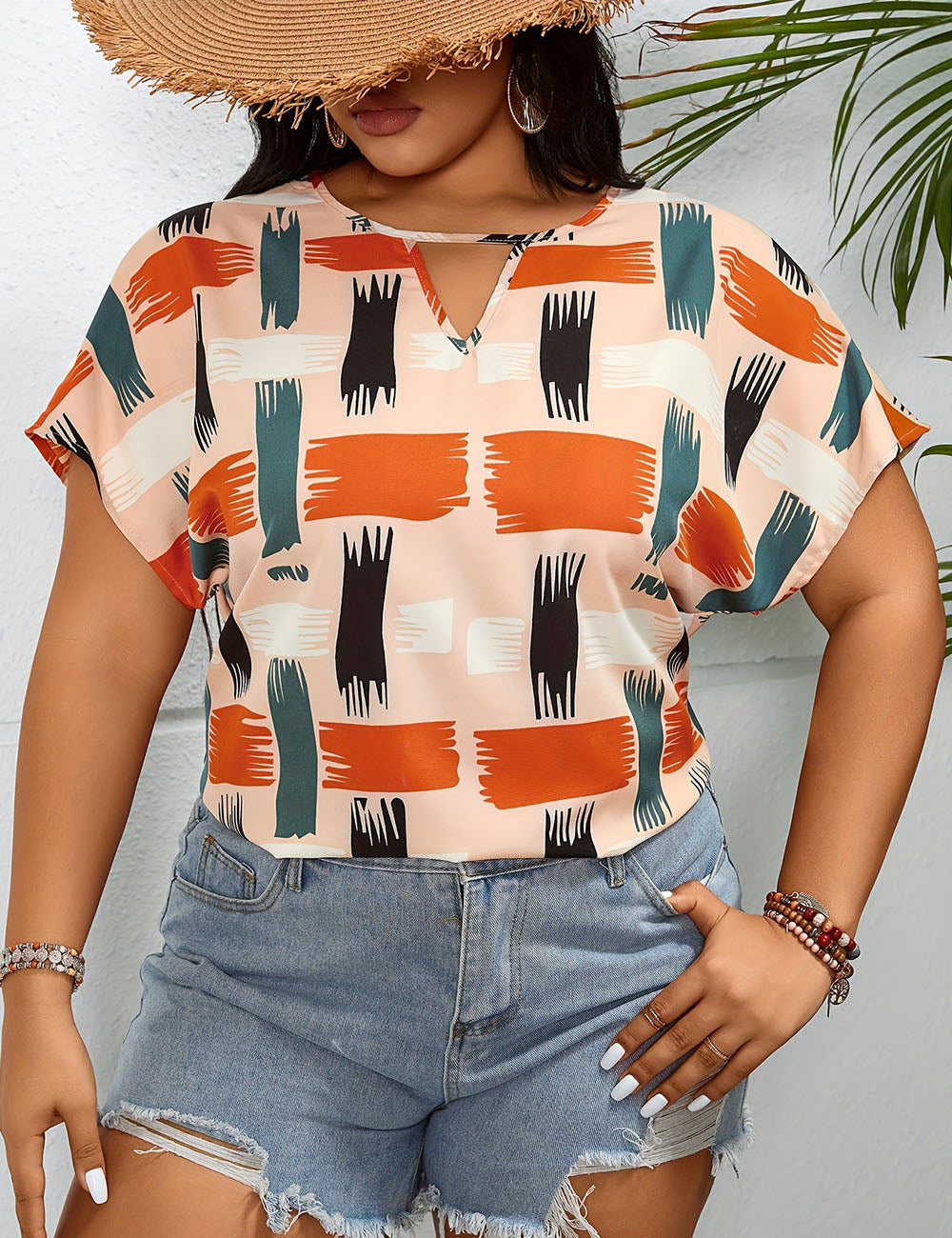Women_Plus_Size_Geometric_Print_Short_Sleeve_Top_PRUSES_6