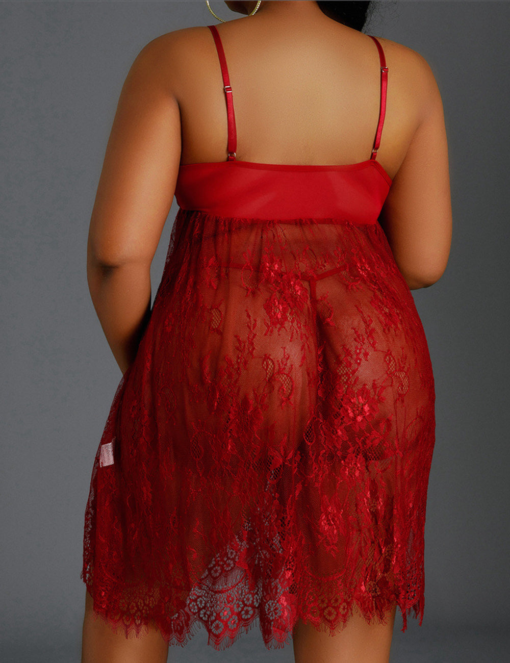 Women Plus Size Gorgeous All-Lace Boudoir Babydoll-9