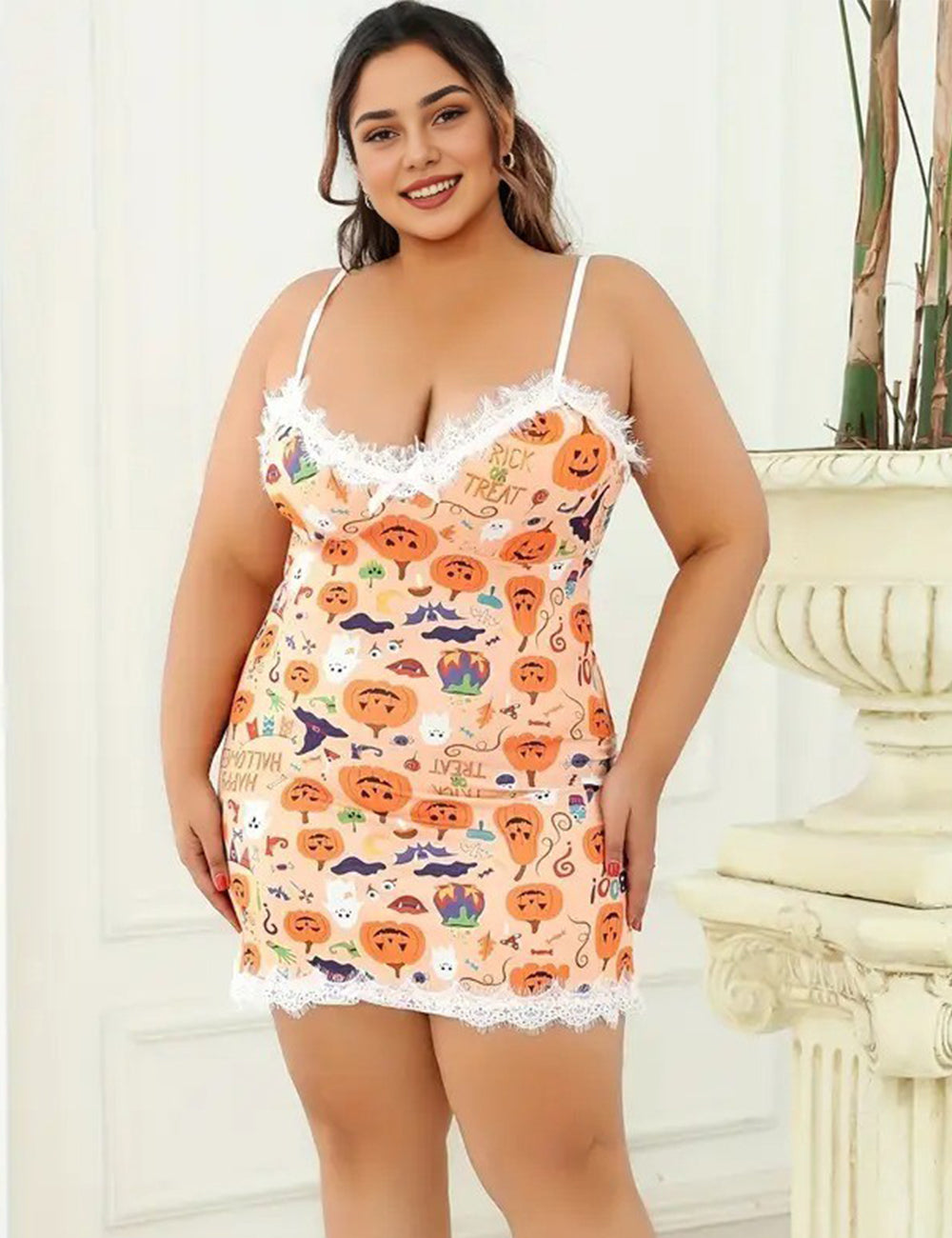 Women Plus Size Halloween Spooky Party Babydoll Nightgown