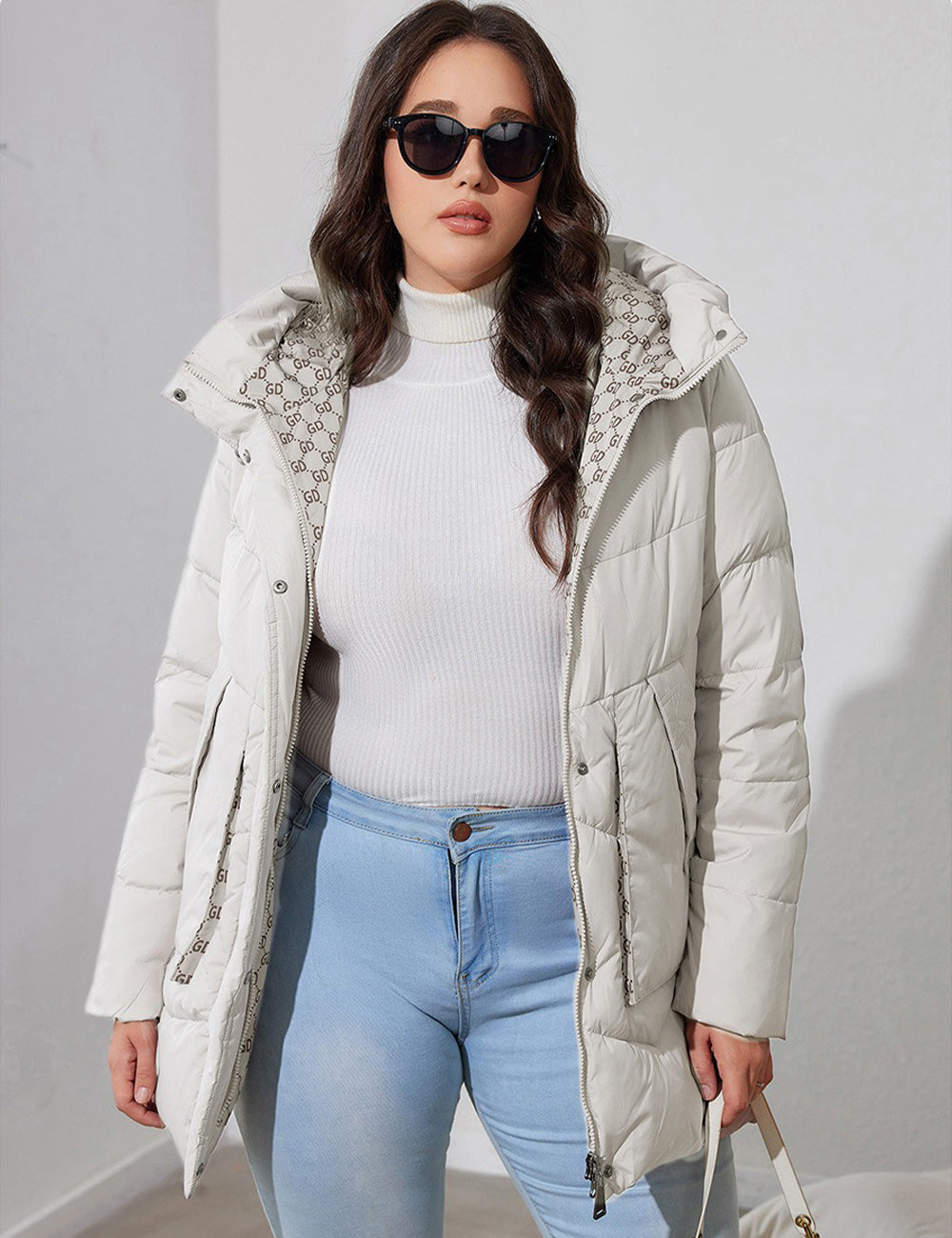 Women Plus Size Hooded Padded Coat
