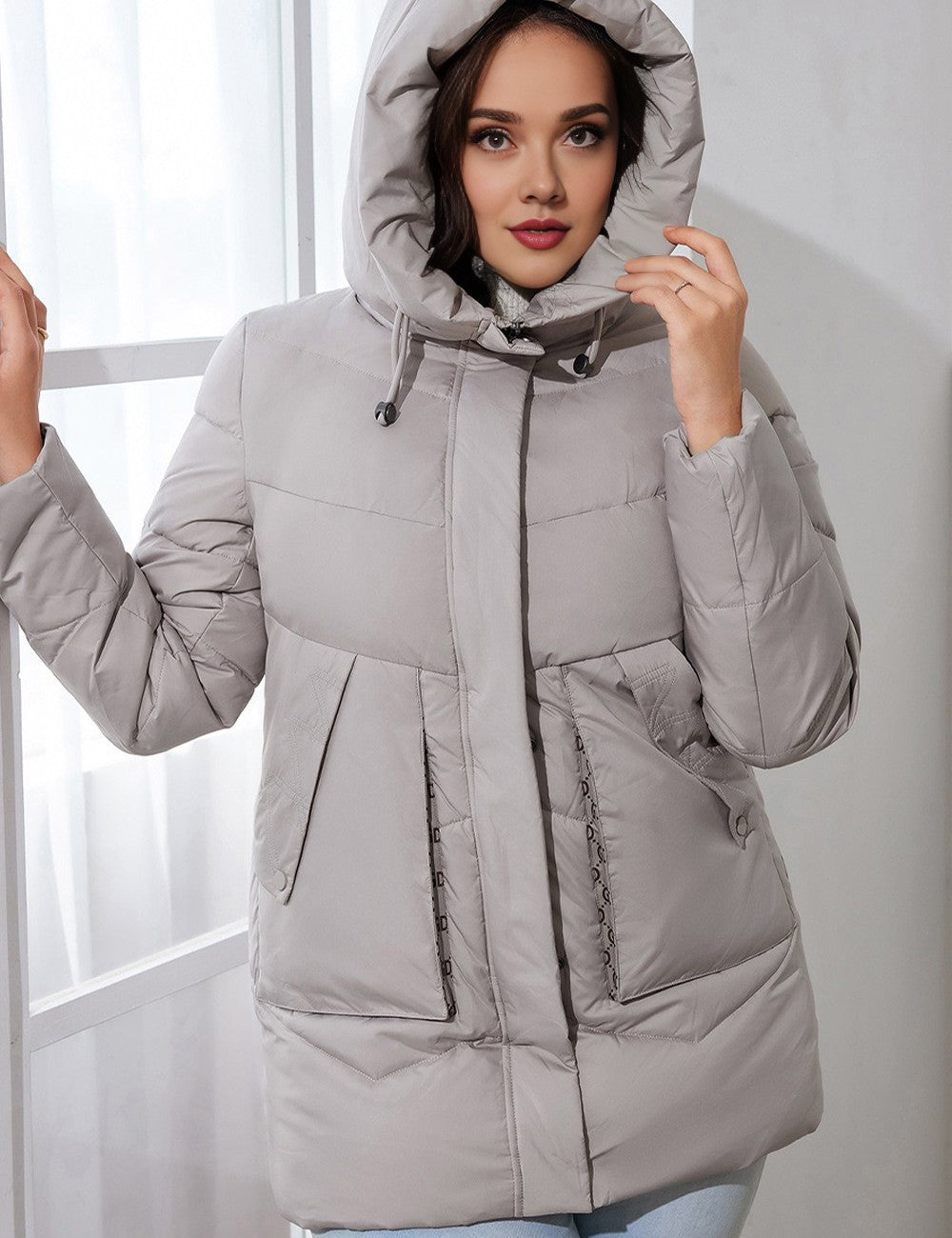 Women Plus Size Hooded Padded Coat