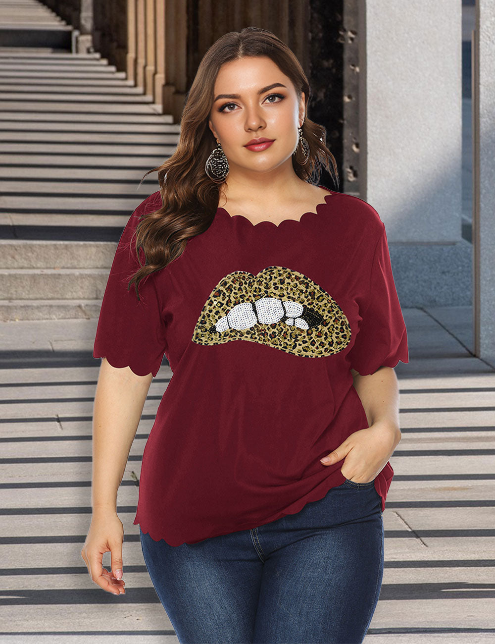 Women_Plus_Size_Leopard_Print_Lip_Wavy_Edge_T-Shirt_PRUSES_5