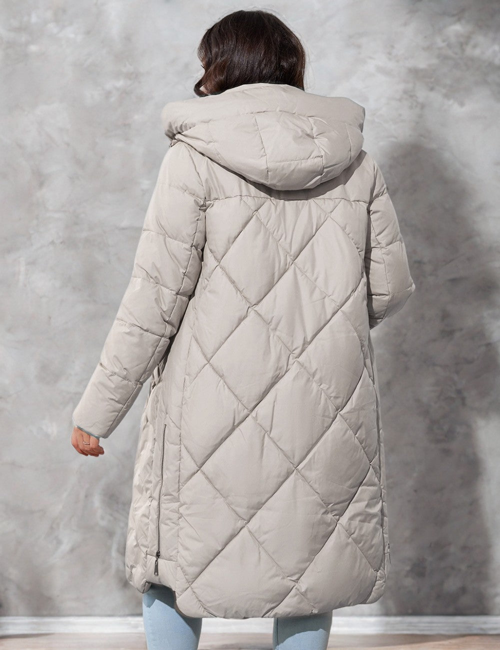 Women Plus Size Long Hooded Padded Coat