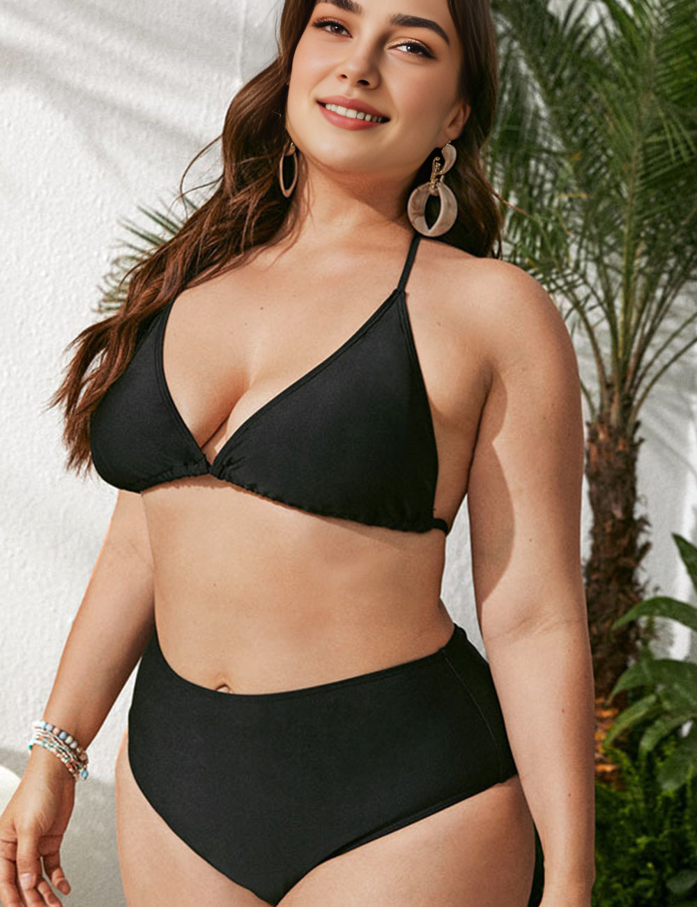 Women Plus Size Loose Mesh Blouse Short Sleeve Sunscreen Swimsuit-3