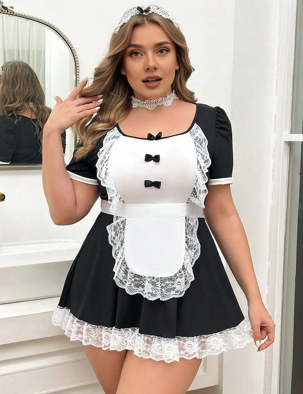 Women Plus Size Maid Uniform Temptation Lingerie