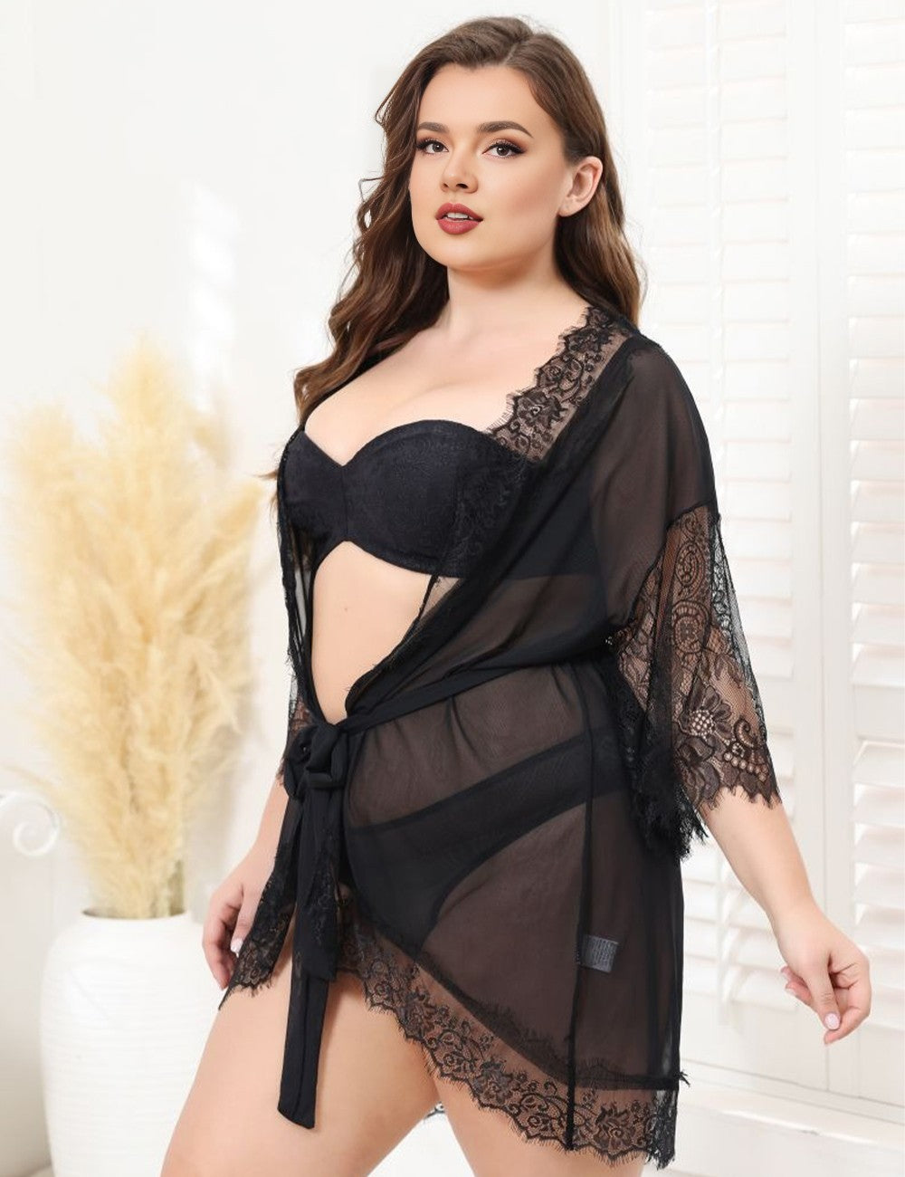 Women_Plus_Size_Mesh_See_Through_Robe_Three-Piece_Set_PRUSES_4