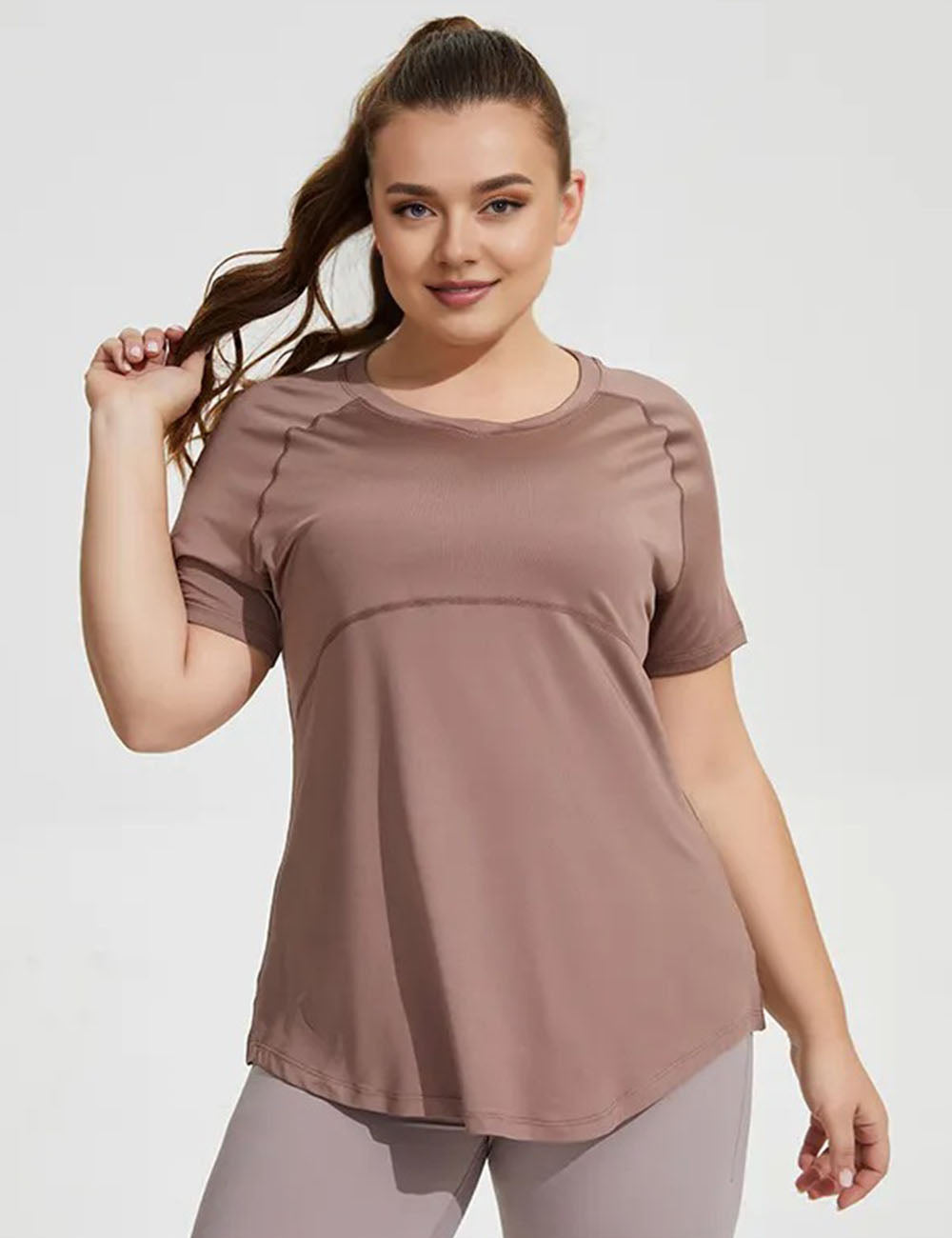 Women_Plus_Size_Mesh_Yoga_Shirt_Breathable_Slim_Sports_Tops_PRUSES_3