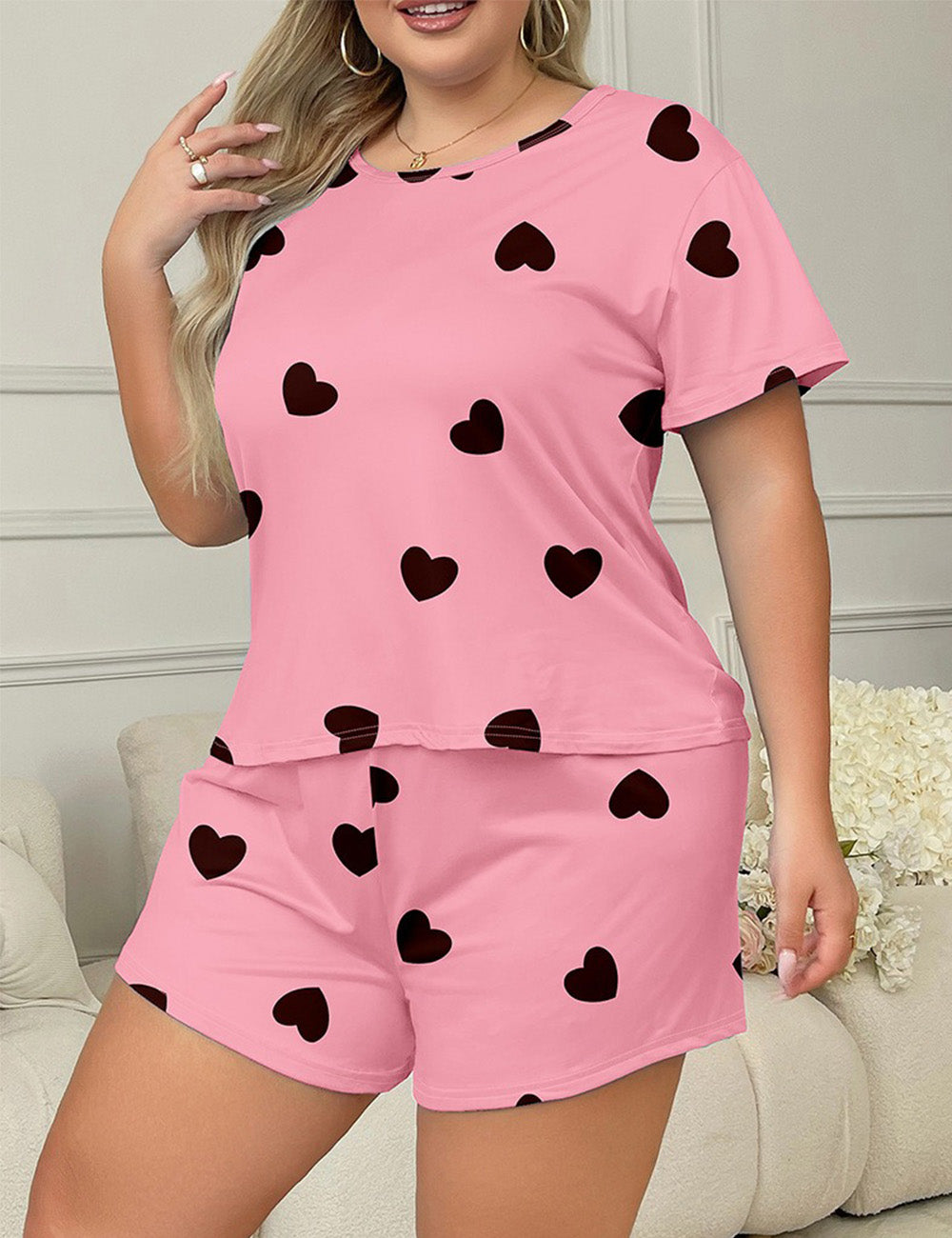 Women_Plus_Size_Milk_Silk_Heart_Print_Pajama_Set_PRUSES_2