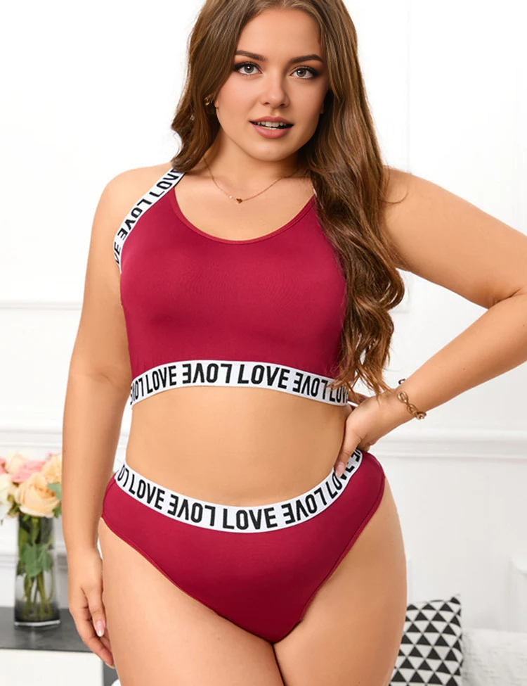 Women Plus Size Milk Silk Sports Bra Set-1