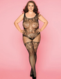 Women Plus Size Mystery Pattern Net bodystockings-1