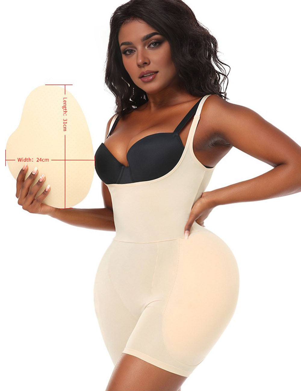 Women Plus Size Open Bust Beige Shapewear