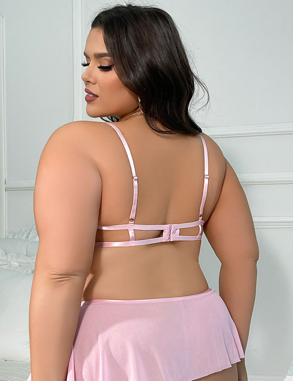 Women Plus Size Pink Push Up Braset-1