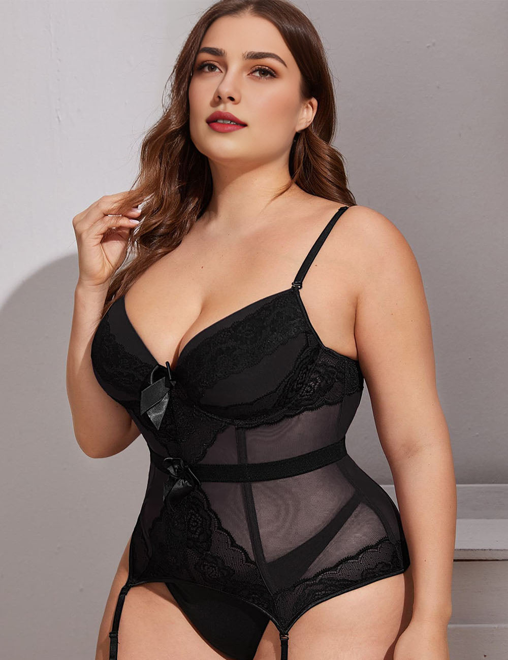 Women_Plus_Size_Plastic_Boned_Faux_Lace_Panel_Corset_PRUSES_4