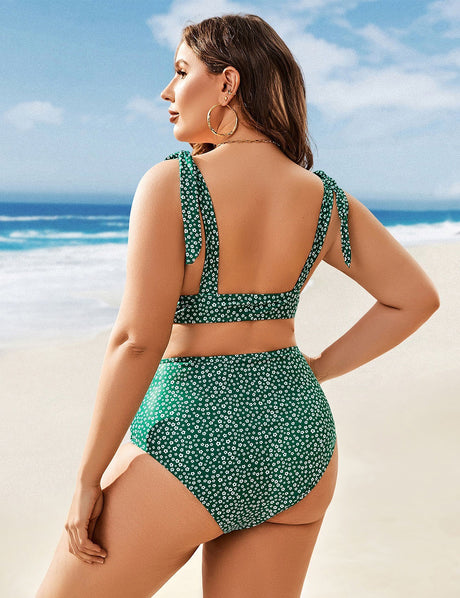 Women_Plus_Size_Printed_Straps_Deep_V_Sexy_Split_Bikini_5